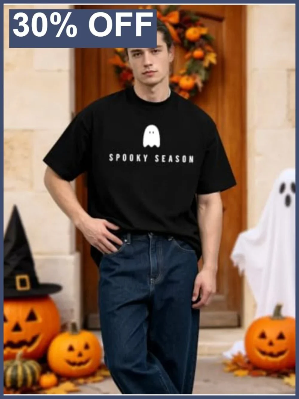 Men's Halloween Ghost Tee Loose Fit Spooky Season Short Sleeve_2